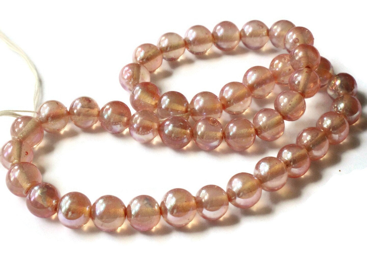 42 10mm Round Pink Glass Beads Vintage Made in Japan Glass Beads