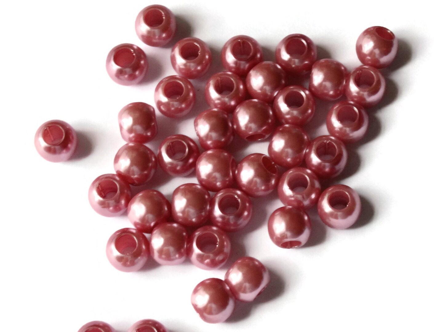 40 12mm Large Hole Pink Pearls Plastic Pearl Beads Faux Pearl Beads bH3