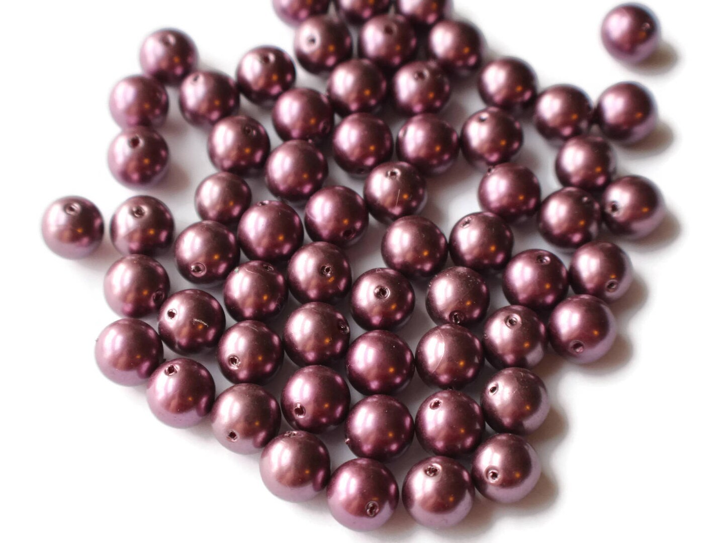 60 10mm Dark Purple Round Faux Pearls Plastic Beads