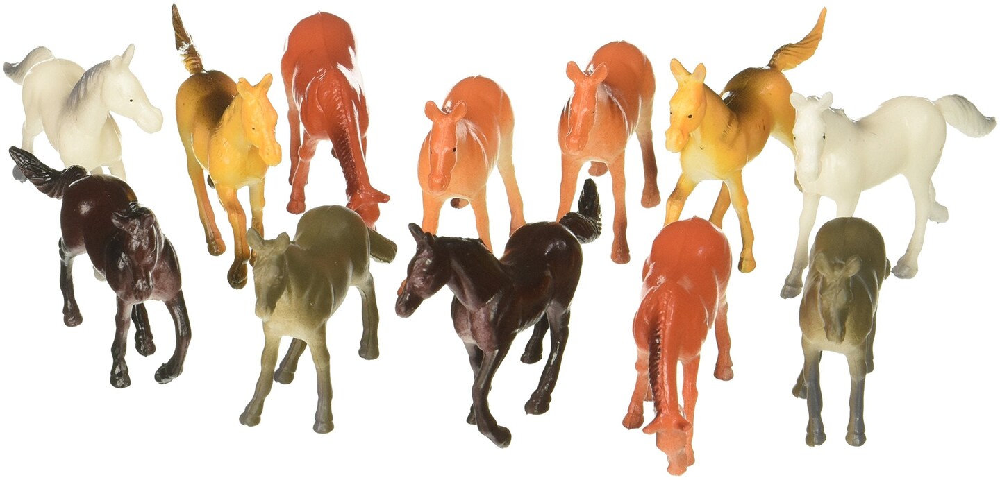 Fun Express Vinyl Plastic Horses Toy - 12 Pieces