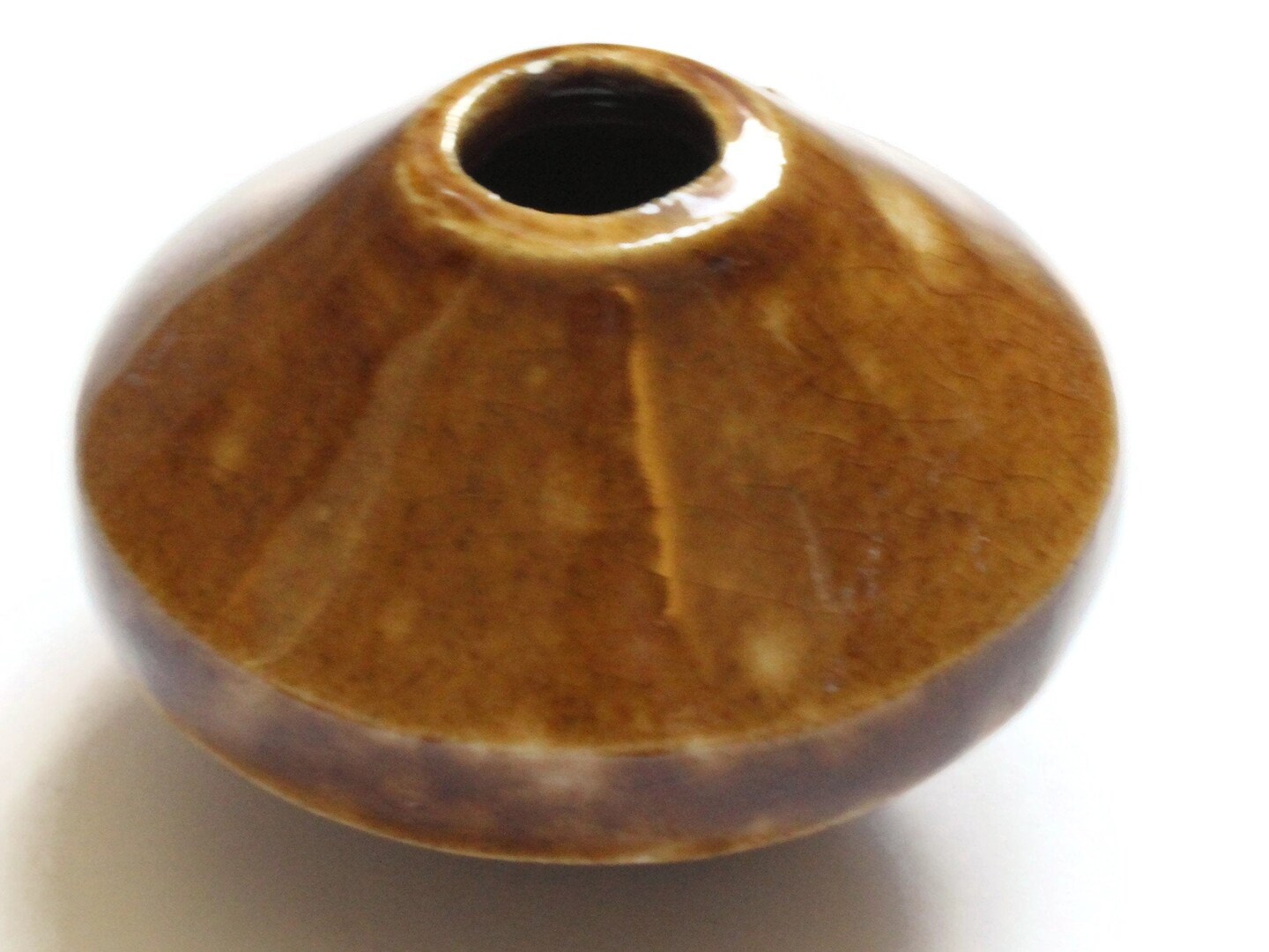 58mm Brown Spotted Saucer Bead Vintage Macrame Ceramic Bead