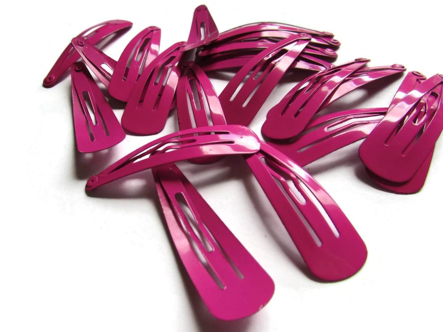 20 47mm Bright Pink Barrettes Hair Decor Barrette Blanks Iron Clips Snap Barrettes