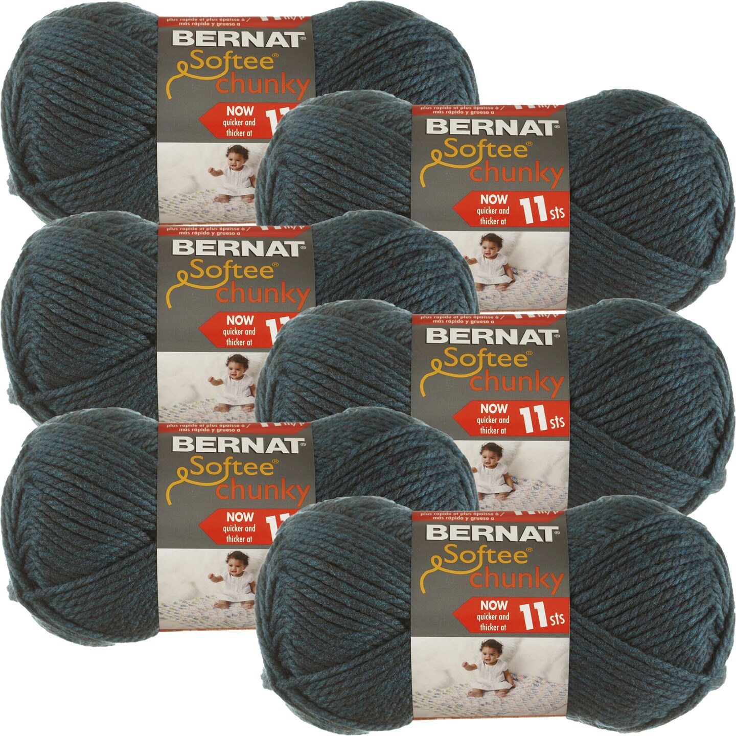 Multipack of 6 - Bernat Softee Chunky Yarn-Teal