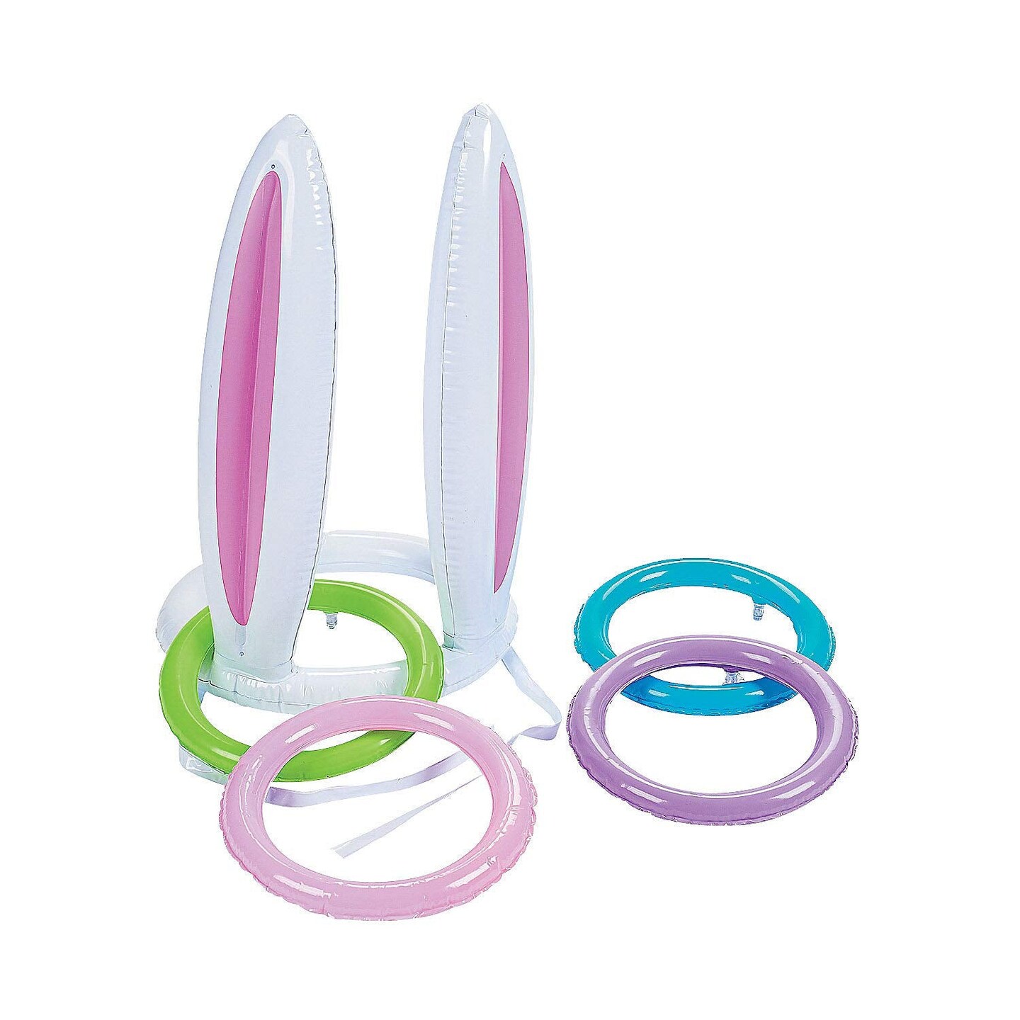 Fun Express Bunny Ears Inflate Ring Toss for Easter (5 Pieces/Set) Inflatable Party Game