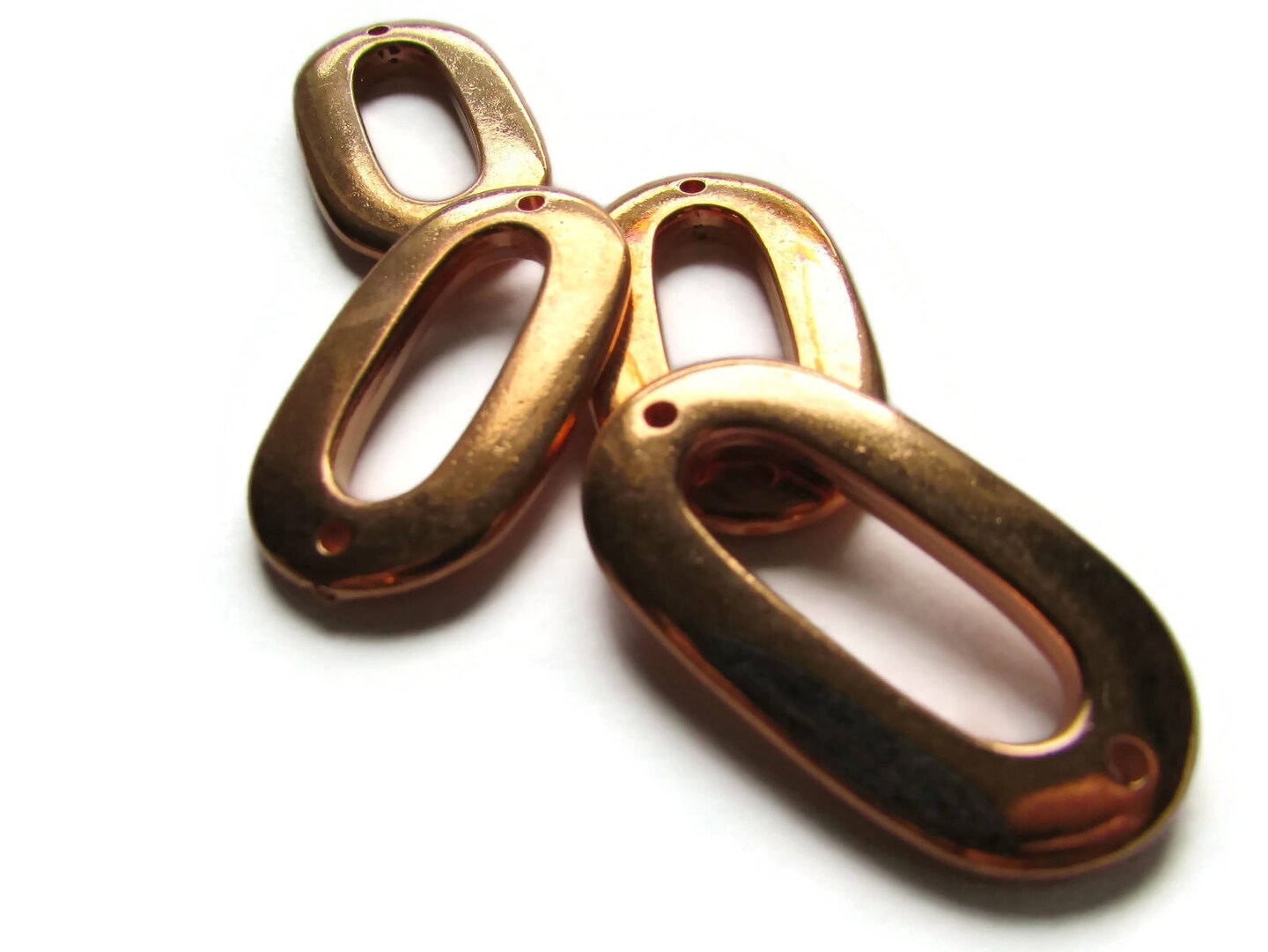 4 38mm Vintage Red Copper Beads Flat Oval Donut Copper Plated Plastic Beads