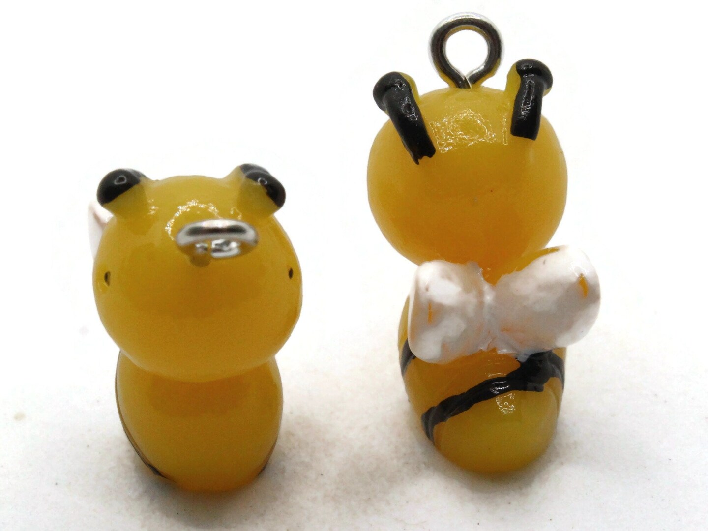 2 24mm Yellow and Black Resin Bumble Bee Charms