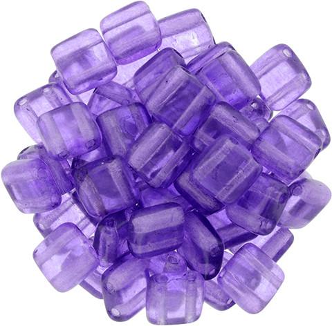 Czechmate 6mm Square Glass Czech Two Hole Tile Bead, Colortrends:Transparent Bodacious