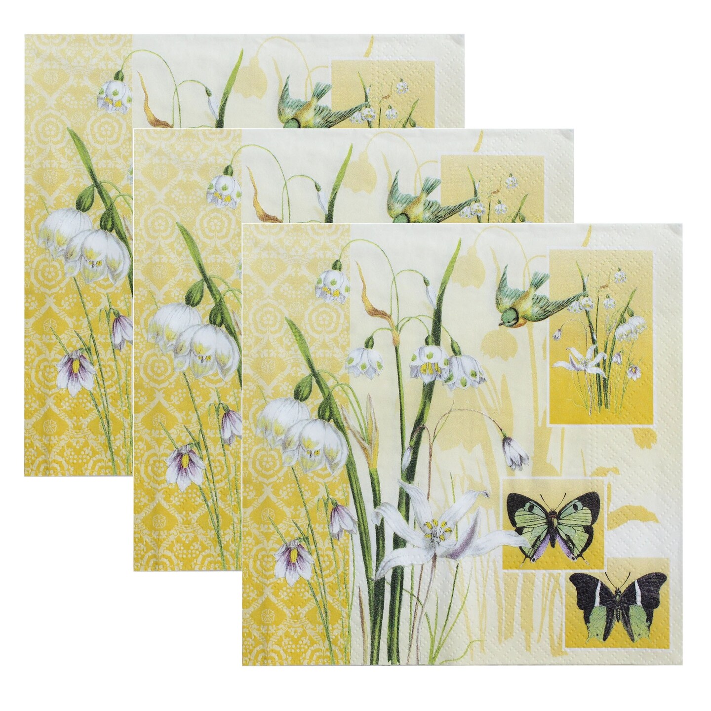 Pack of 3 - Little Birdie Decoupage Napkin 12&#x22;X12&#x22;-Meadow Cheer