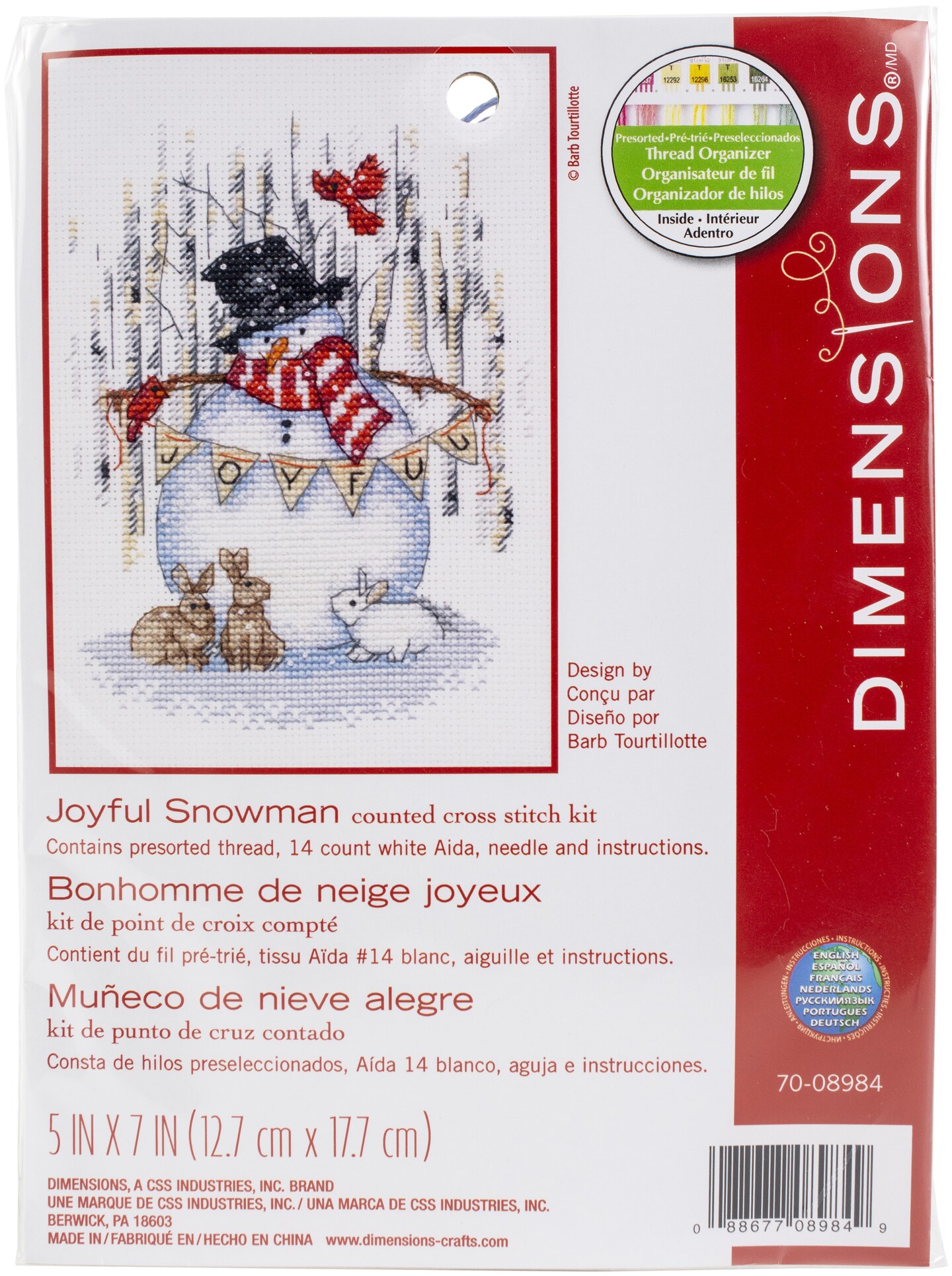 Dimensions Counted Cross Stitch Kit 5&#x22;X7&#x22;-Joyful Snowman (14 Count)