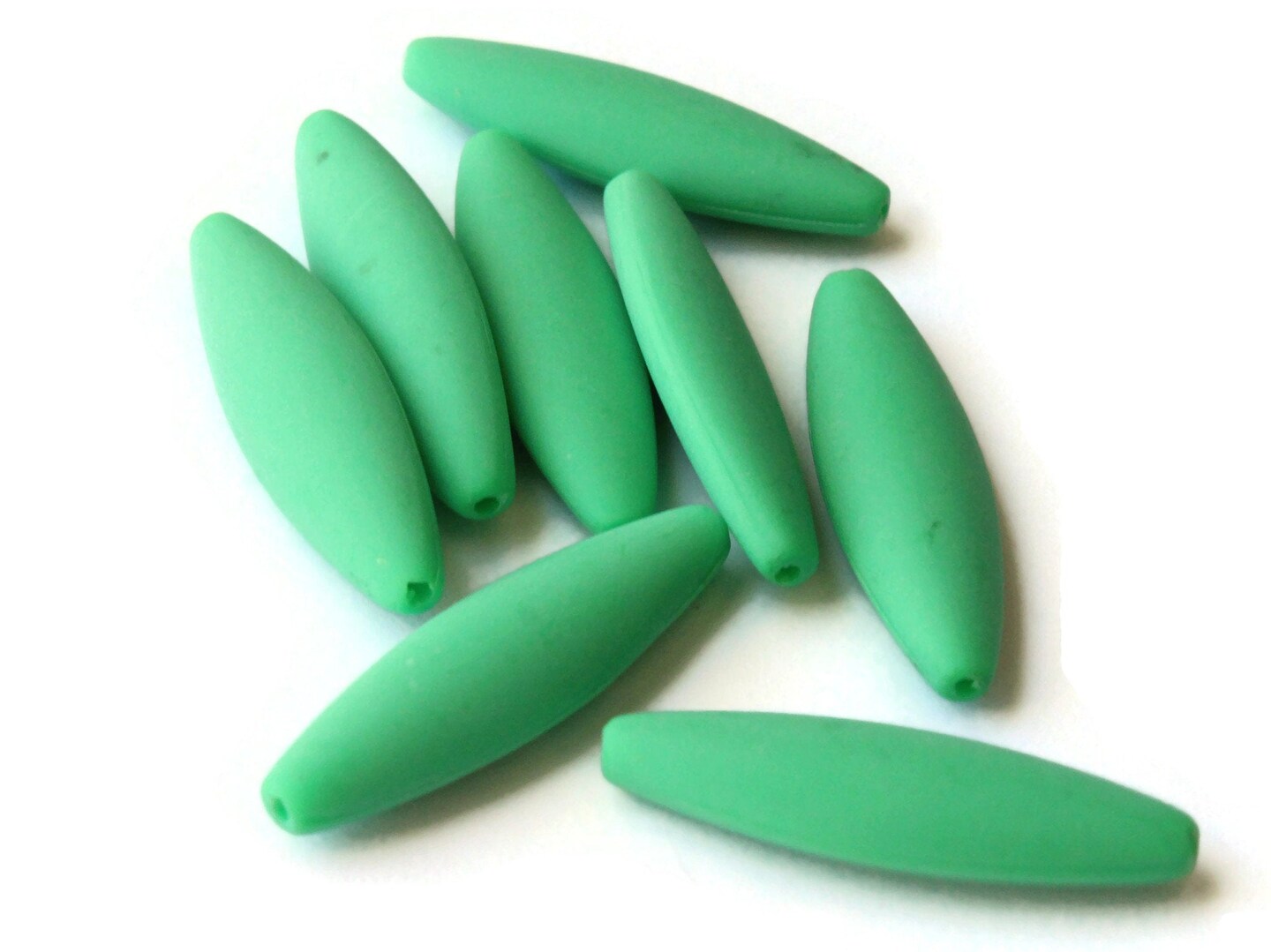 8 28mm Green Vintage Plastic Flat Tube Beads - Marquis Beads