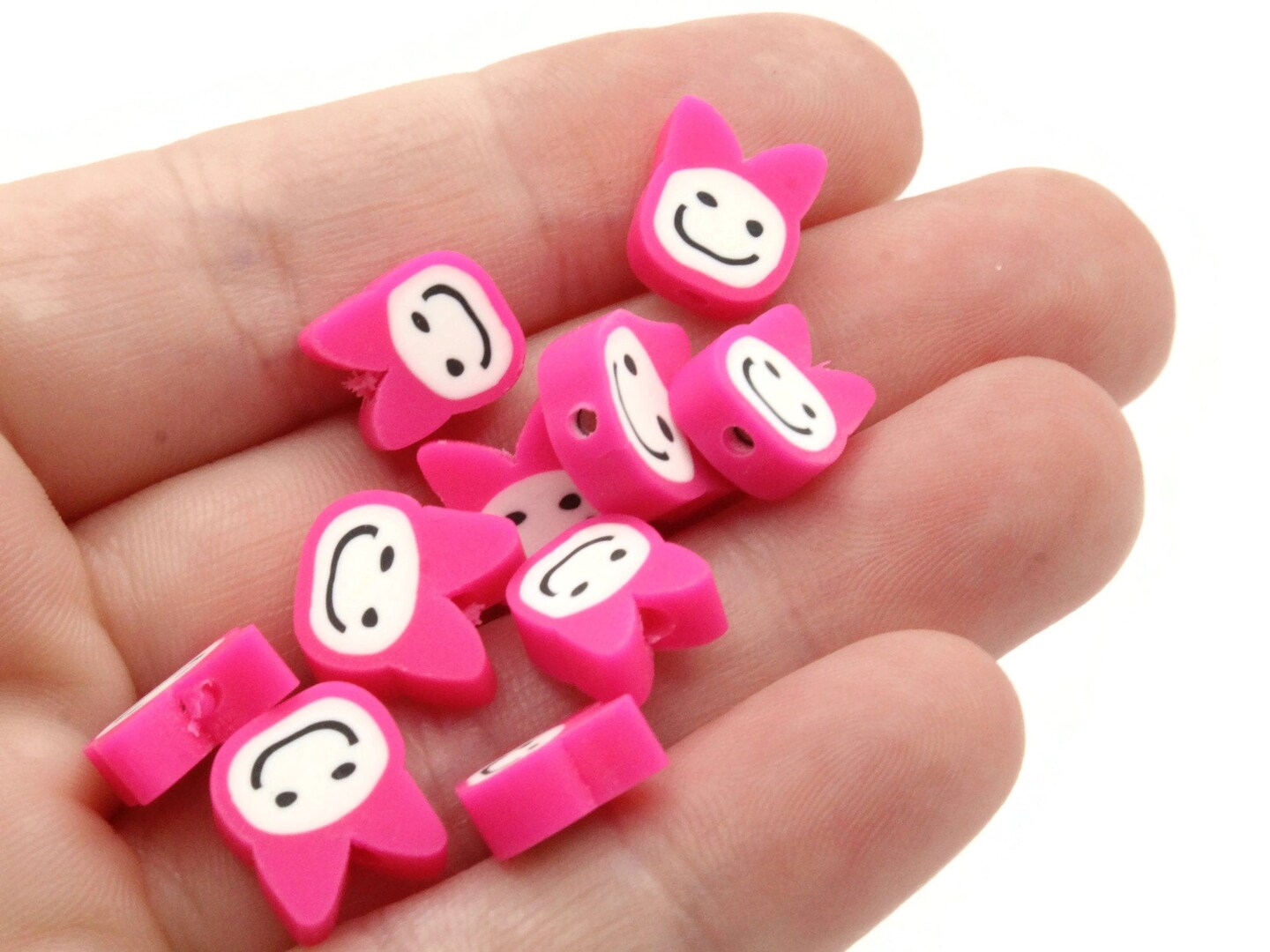 20 Pink Mouse Head with Bow Polymer Clay Beads by Smileyboy Beads | Michaels