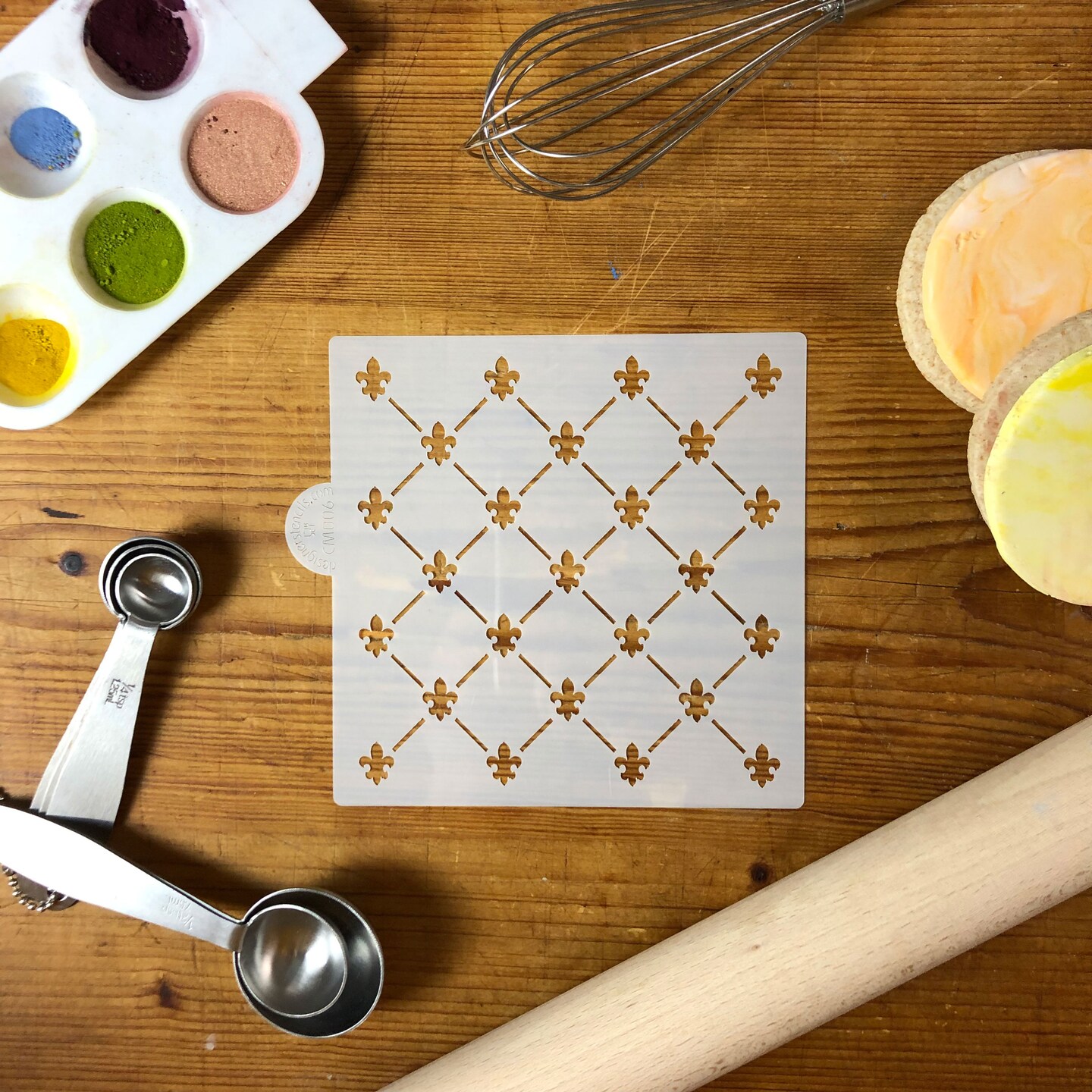 Mini Fleur de Lis Allover Pattern Cookie & Craft Stencil | CM006 by Designer Stencils | Cookie Decorating Tools |