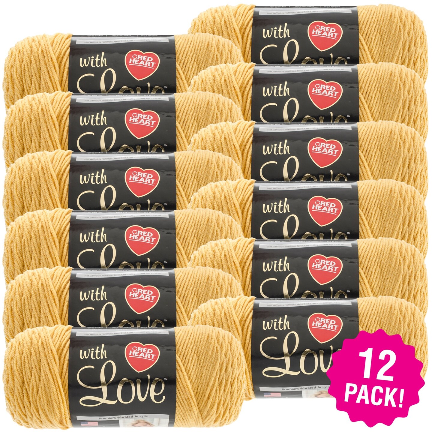 Multipack of 12 - Red Heart With Love Yarn-Cornsilk