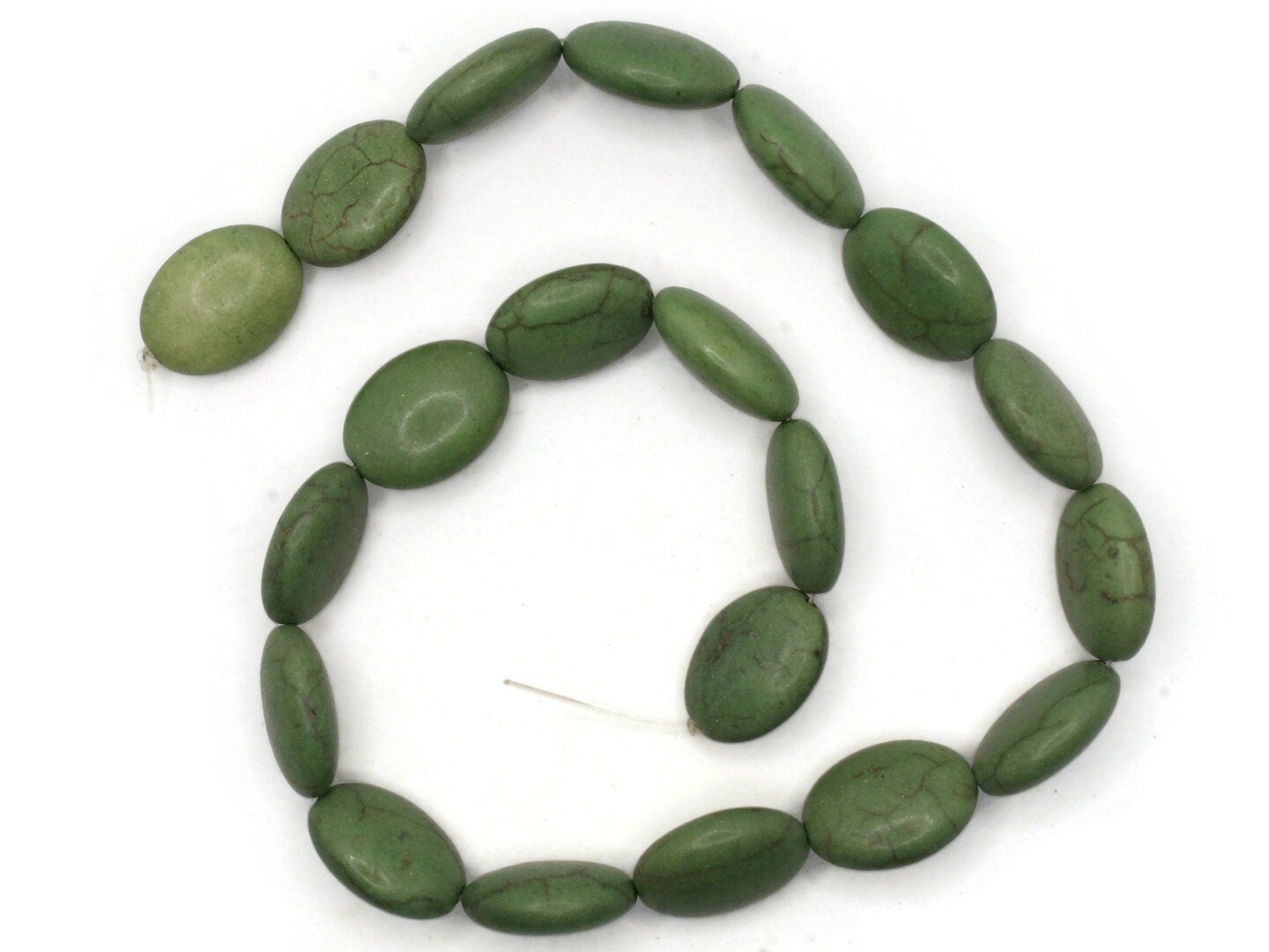 20 20mm Dyed Green Howlite Stone Flat Oval Beads