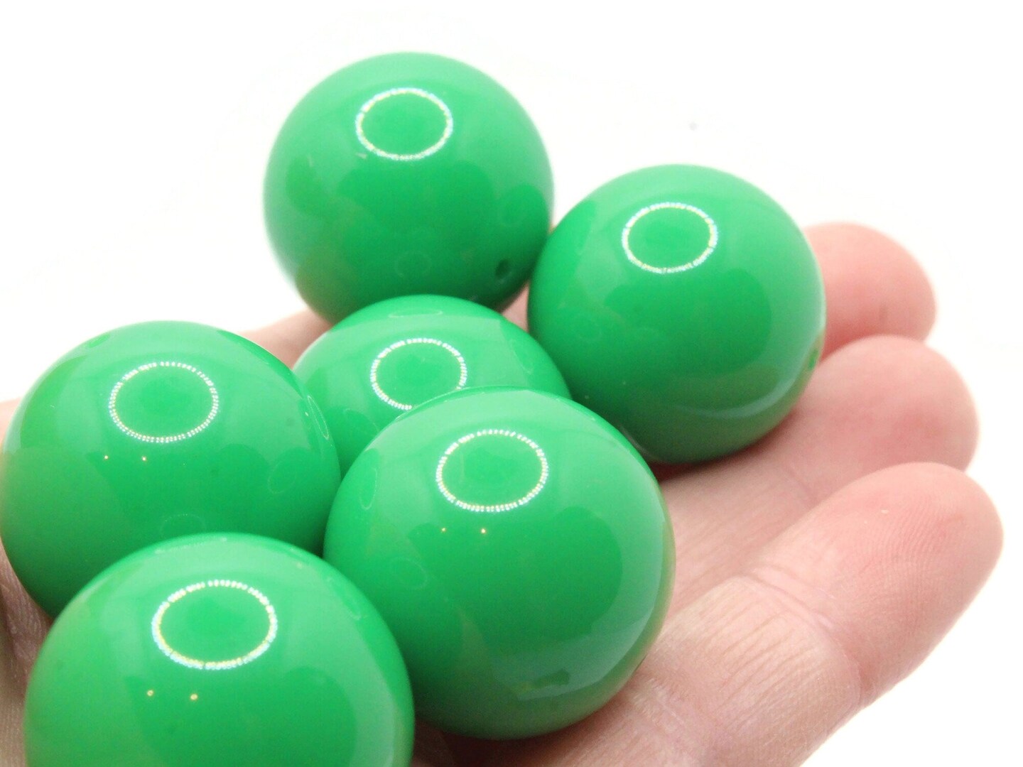 6 24mm Big Round Green Vintage Lucite Beads Michaels