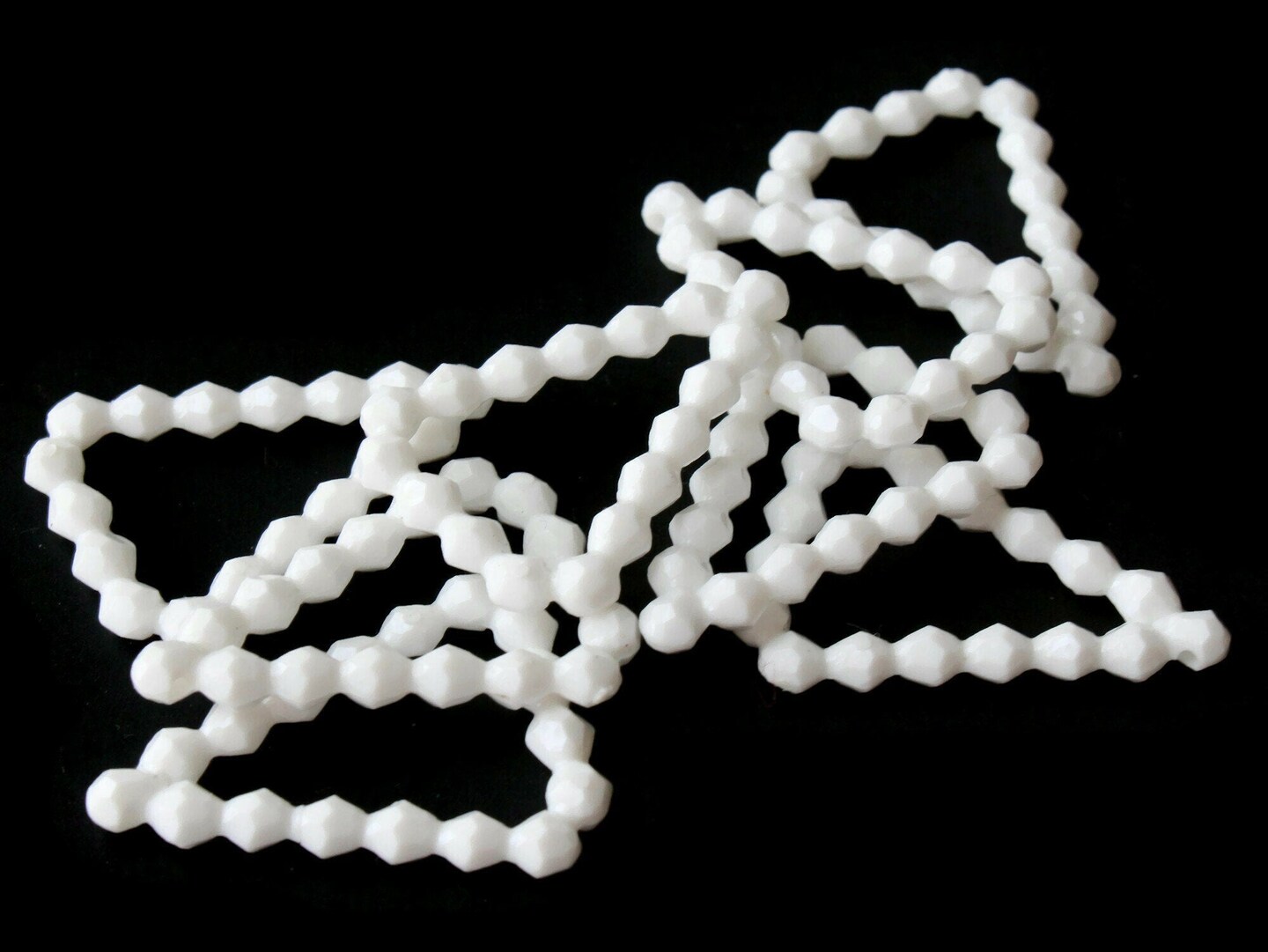 8 31mm White Vintage Plastic Open Bumpy Triangle Beads