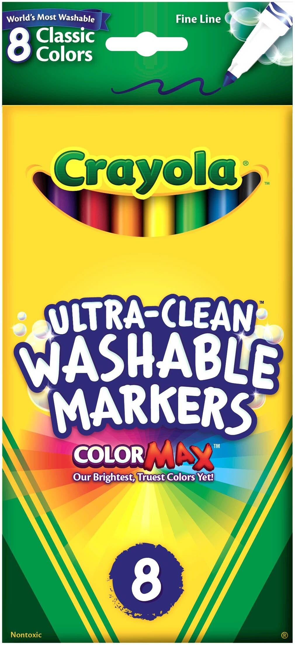 Multipack of 6 - Crayola Ultra-Clean Color Max Fine Line Washable Markers-Classic Colors 8/Pkg