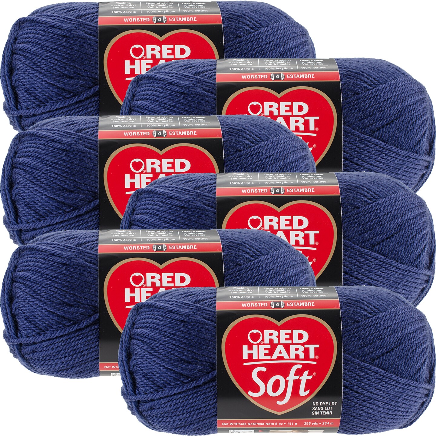 Multipack of 6 - Red Heart Soft Yarn-Navy