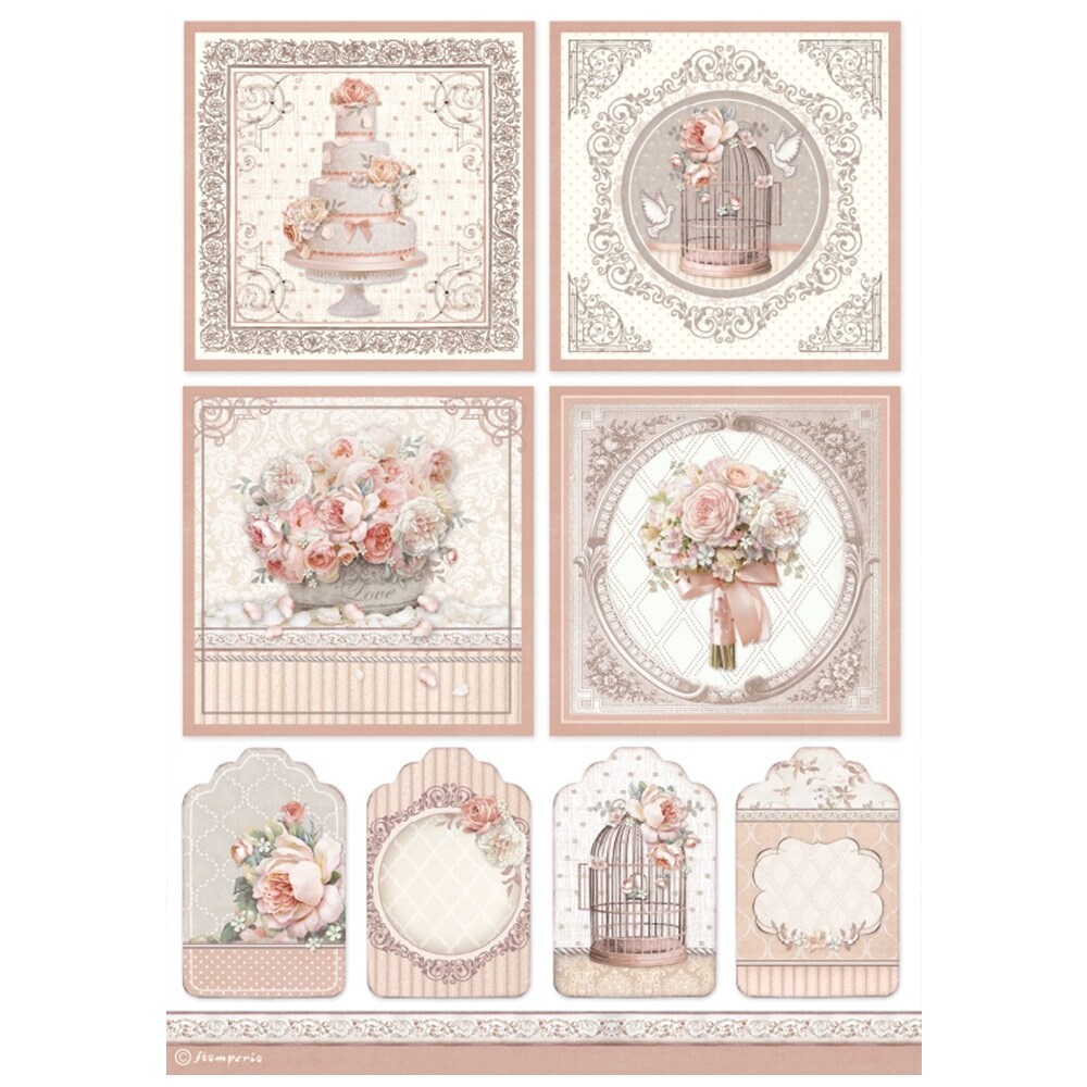 Stamperia Rice Paper Sheet A4-Cards, You And Me