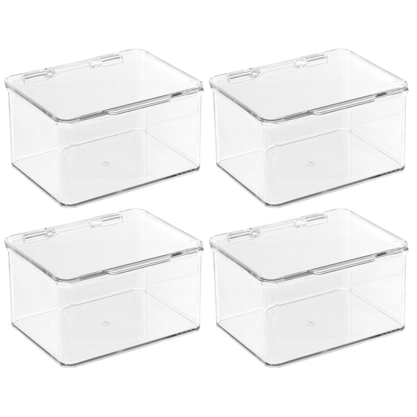 mDesign Plastic Stackable Closet Storage Bin Box with Lid, 4 Pack