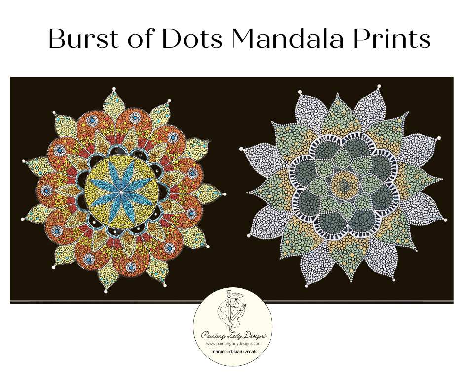 Beautiful Mandala Dot Design  - Two 18x18  Art Papers for Decoupage, Crafting and Mixed Media