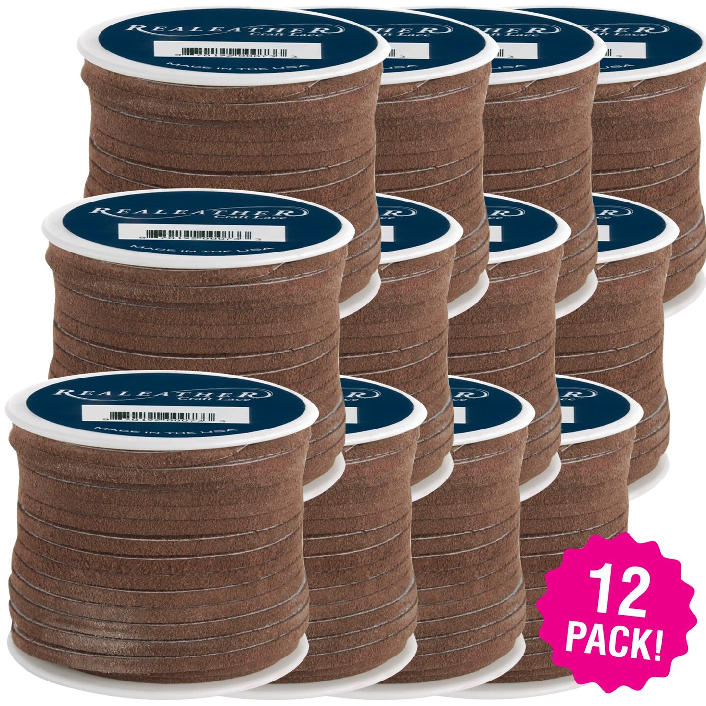 Multipack of 12 - Realeather Crafts Suede Lace .125&#x22;X25yd Spool-Cafe