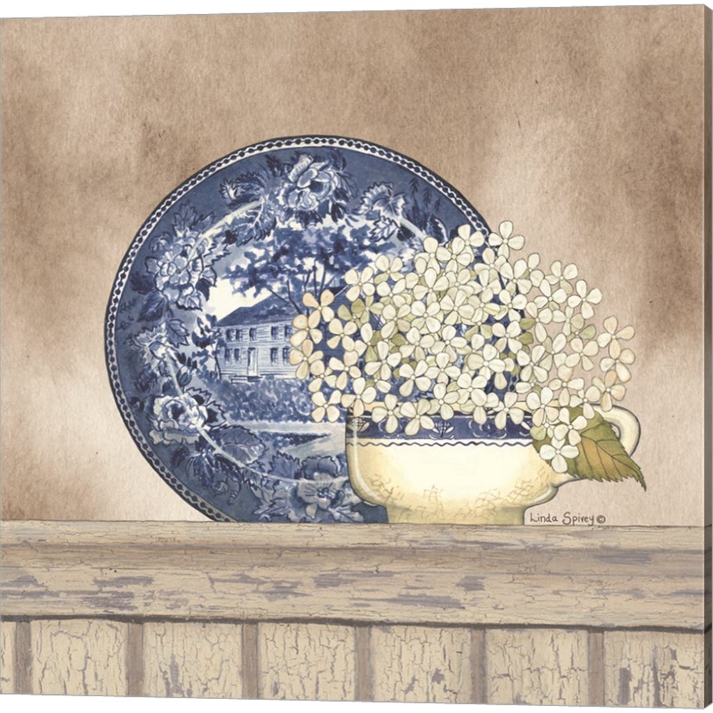 Farmhouse Blues by Linda Spivey 14&#x22; x 14&#x22; Canvas Wall Art (Set of 2)