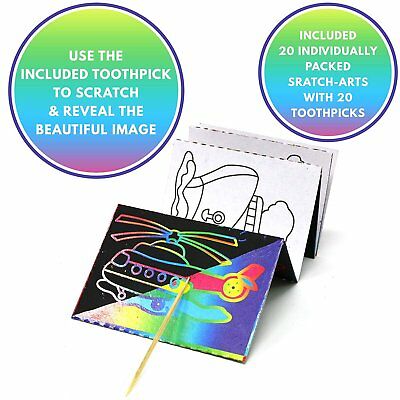 Big Mo&#x27;s Toys Scratch Art - Color and Scratch Cards Party Favors with Stylus - 20 Pieces