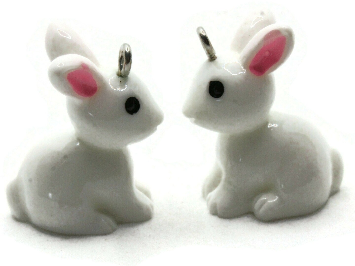 2 29mm White Resin Rabbit Charms