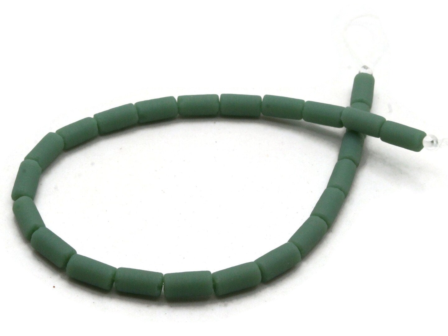 24 8mm Green Frosted Glass Tube Beads