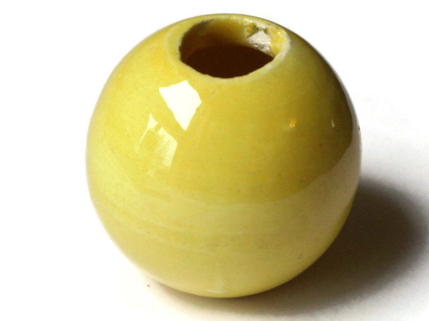 38mm Round Yellow Bead Vintage Macrame Ceramic Porcelain Bead
