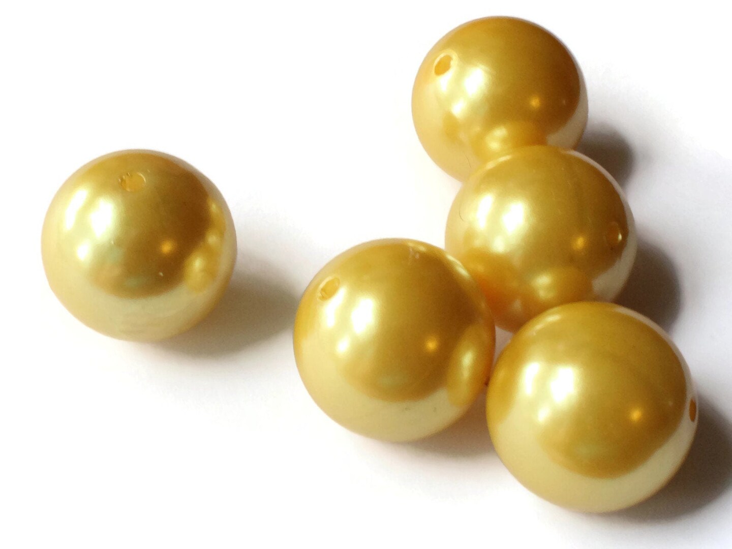 5 26mm Round Yellow Pearls Plastic Faux Pearl Beads