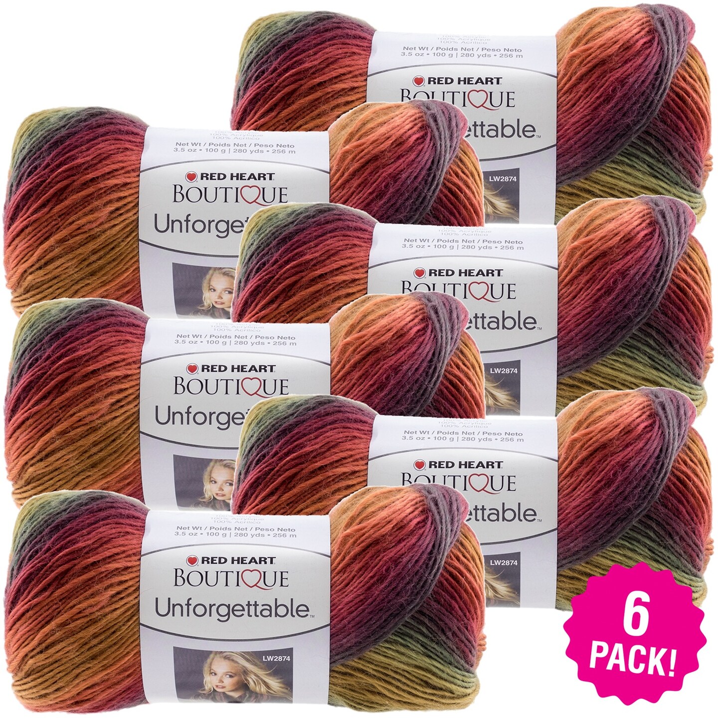 Multipack of 6 - Red Heart Unforgettable Yarn-Polo