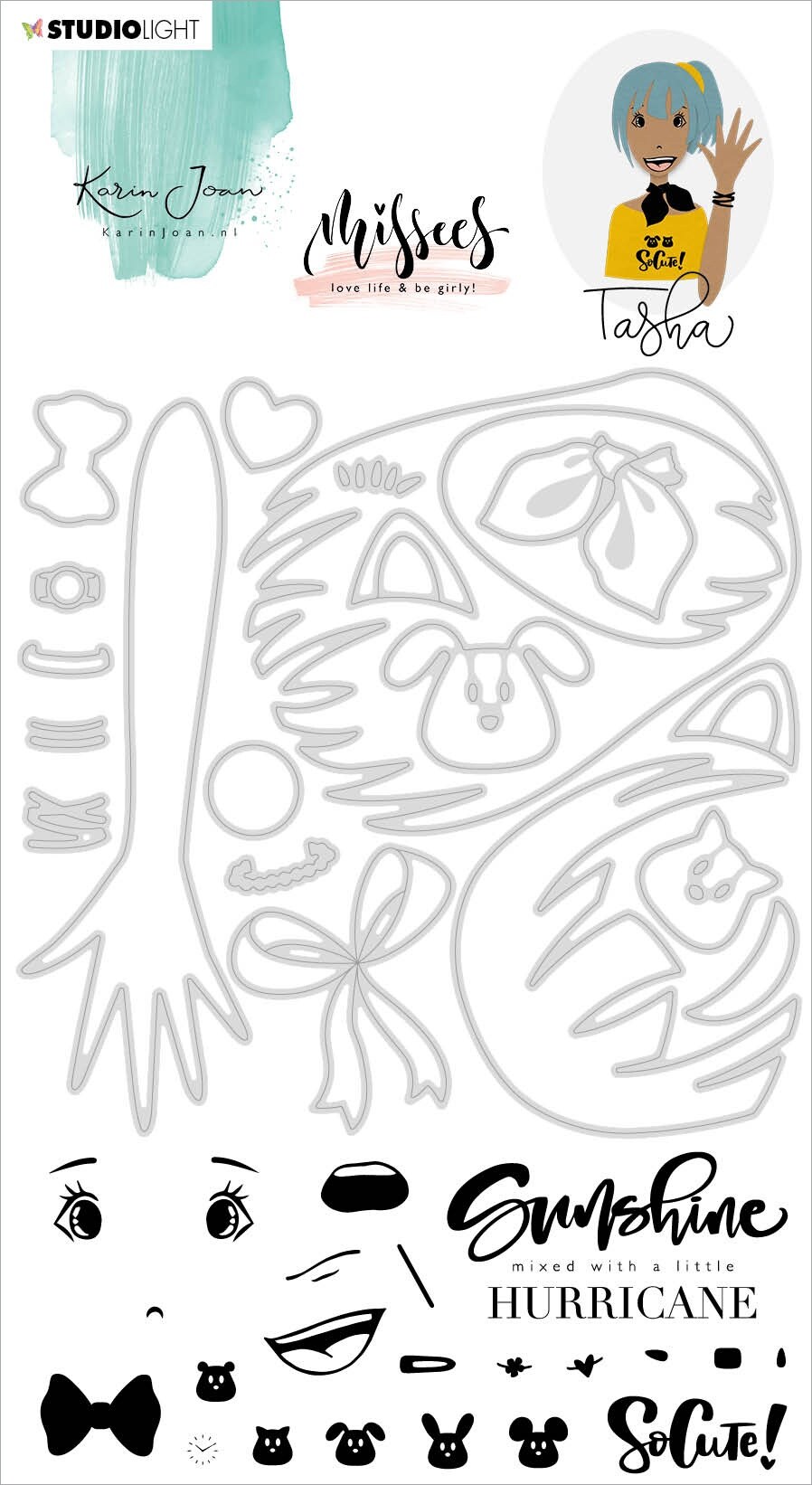 Studio Light Karin Joan Missees Stamp & Cutting Die-NR. 04, Tasha