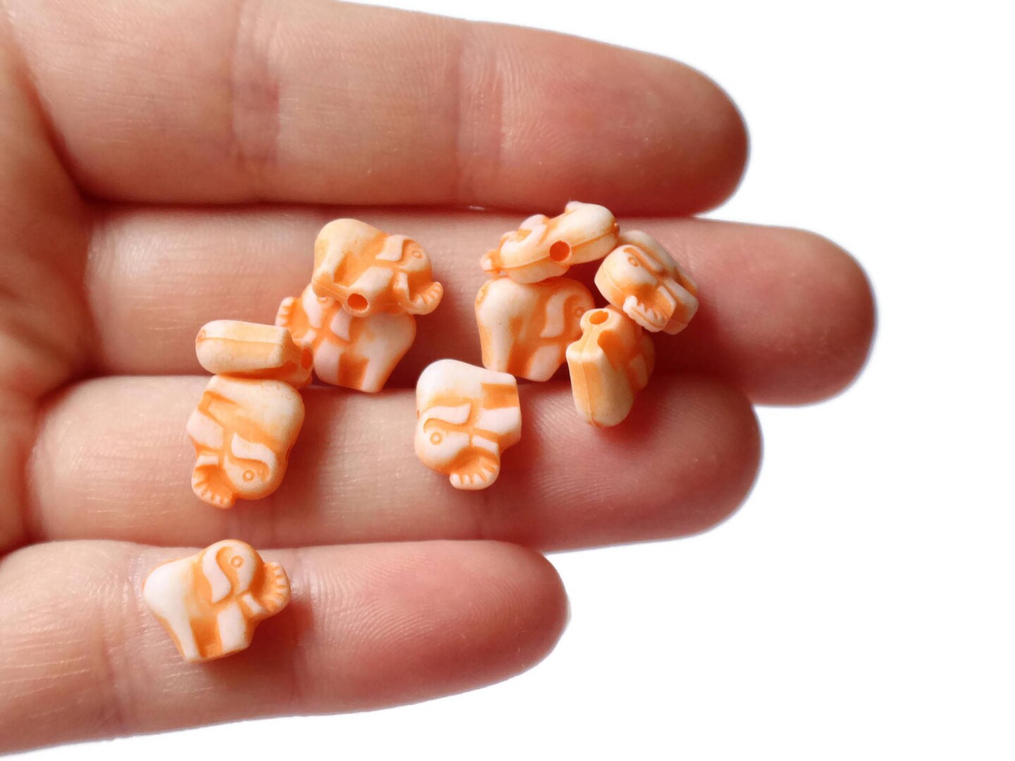 50 12mm Orange Elephants Tiny Plastic Miniature Animal Beads