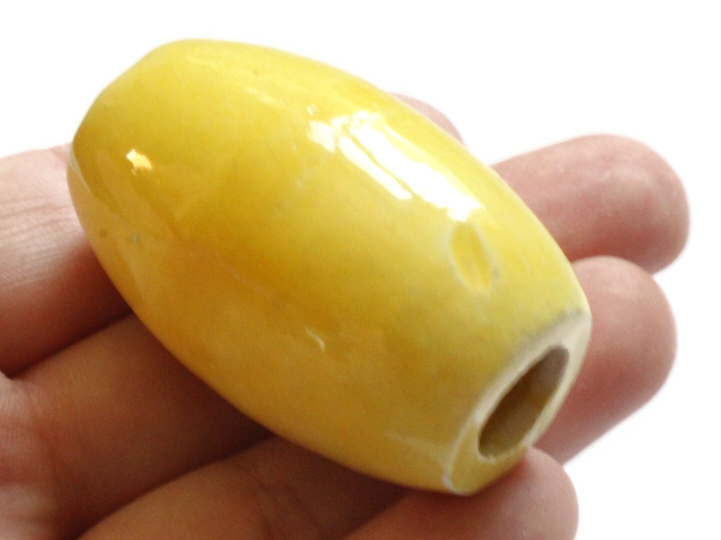 42mm Yellow Vintage Ceramic Porcelain Barrel Beads