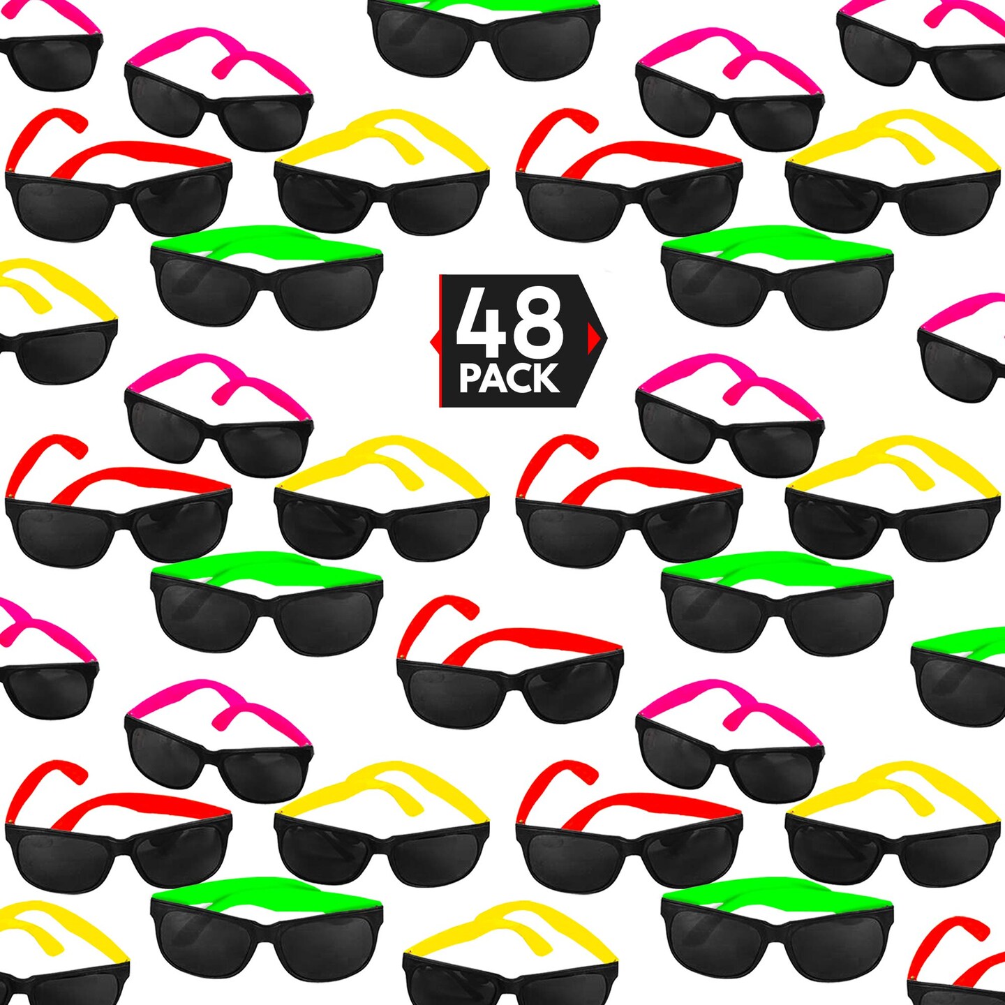 48 Pack 80&#x27;s Style Neon Party Sunglasses - Fun Gift, Party Favors, Party Toys, Goody Bag Favors