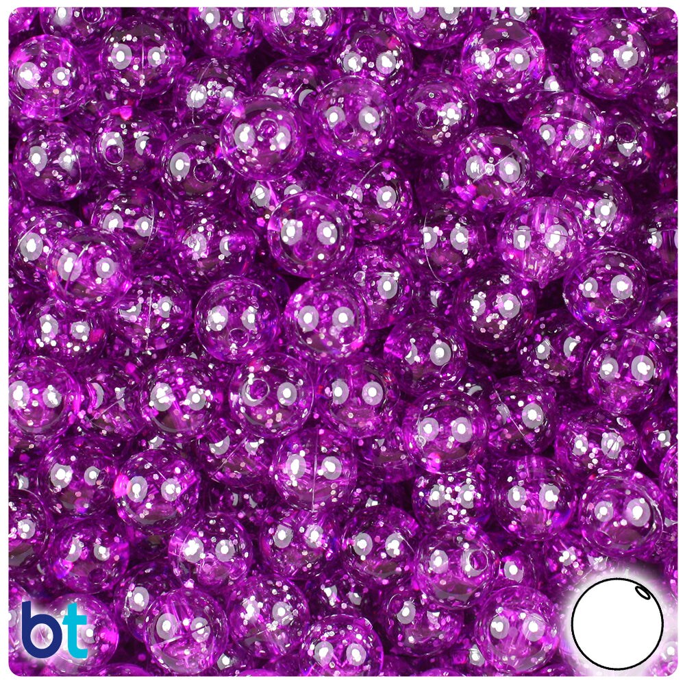 BeadTin Lilac Sparkle 8mm Round Plastic Craft Beads (300pcs)