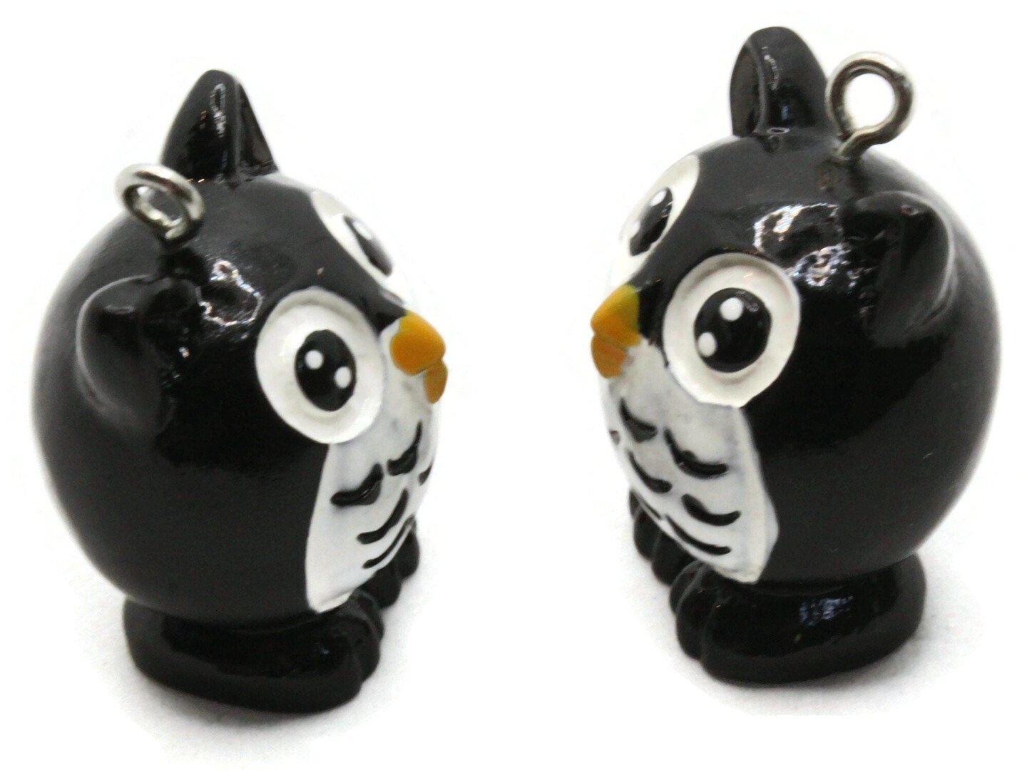 2 31mm Black Owl Resin Charms