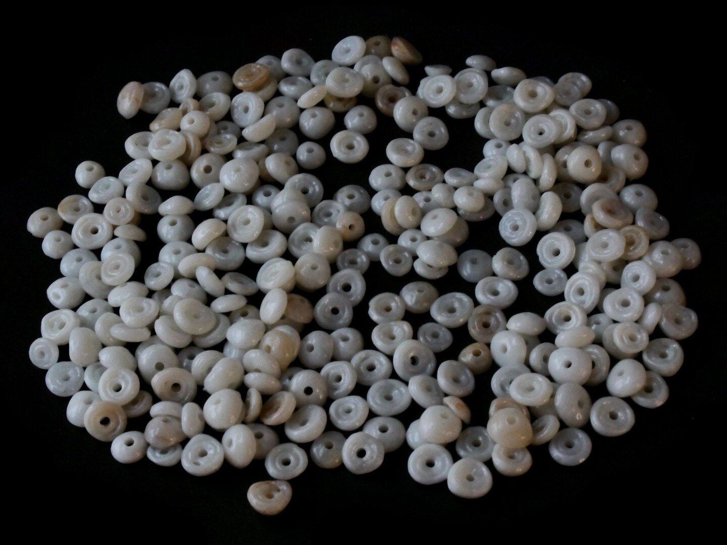 250 8mm Vintage Plastic Seashell Heishe White and Cream Beads