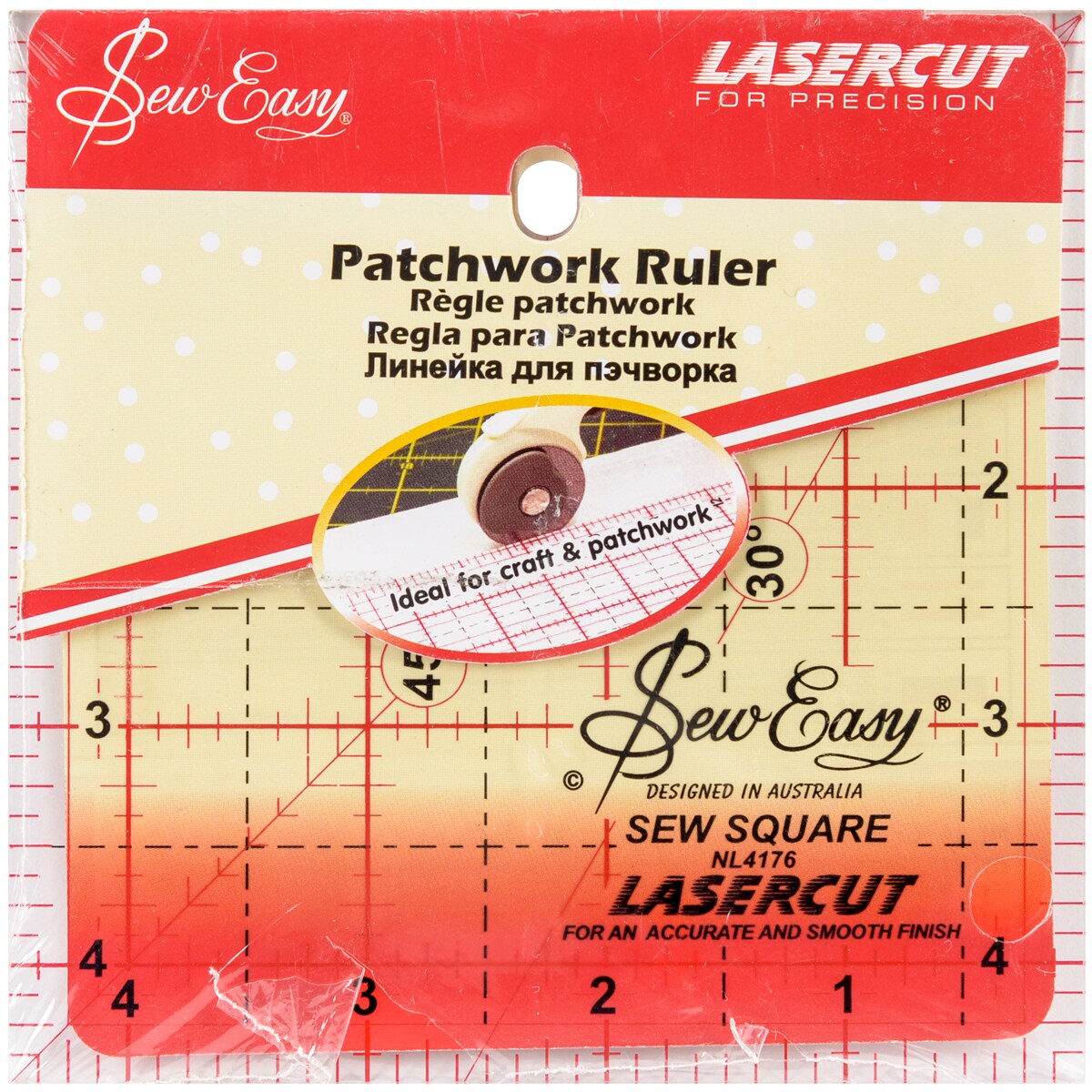 Tacony SewEasy Square Quilt Ruler-4.5&#x22;X4.5&#x22;