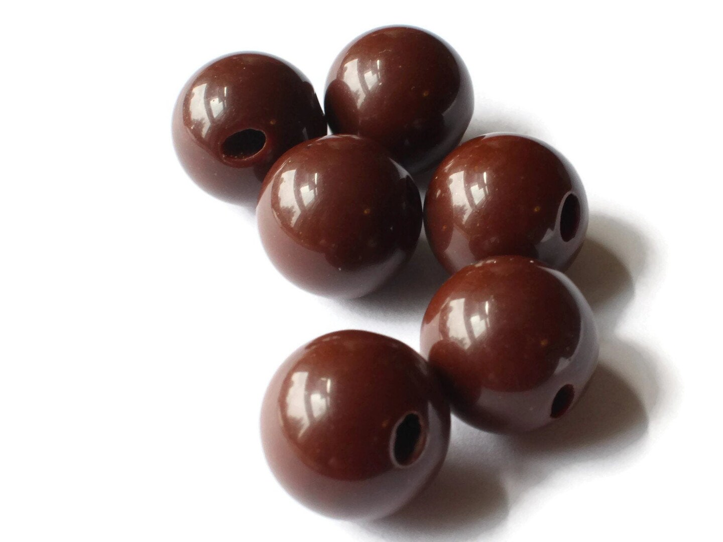 6 16mm 5/8 Inch Brown Ball Buttons Round Vintage Lucite Buttons