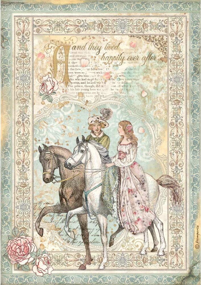 Stamperia Rice Paper Sheet A4-Prince On Horse, Sleeping Beauty
