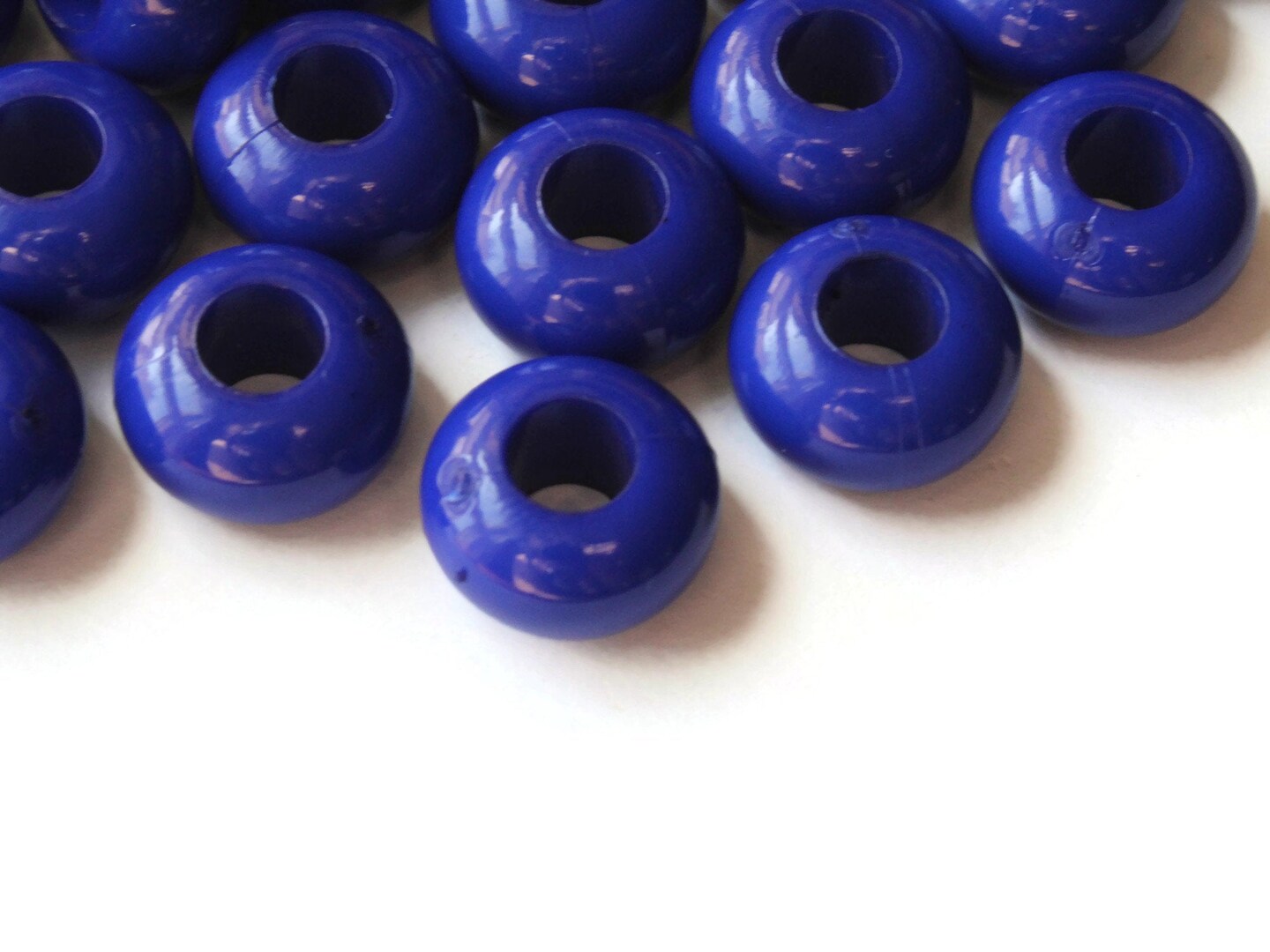 30 14mm x 8mm Large Hole Blue Beads Macrame Rondelle Plastic Bead by Smileyboy | Michaels