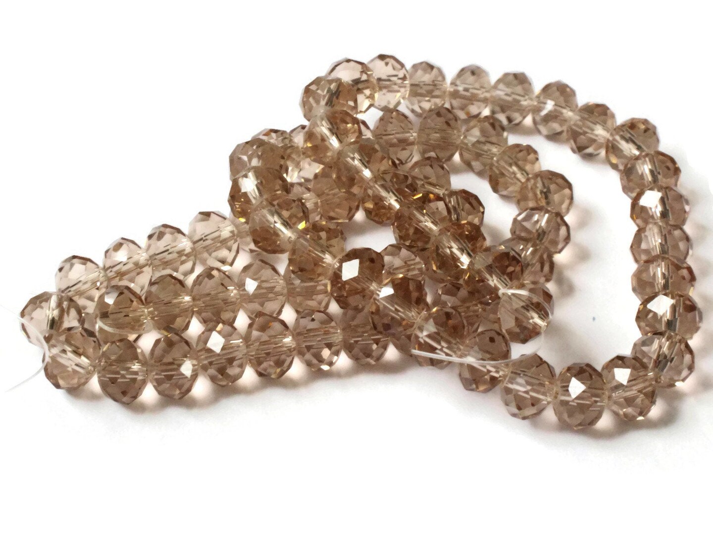 72 6x8mm Champagne Pink Crystal Faceted Rondelle Beads 17 Inch Full Strand