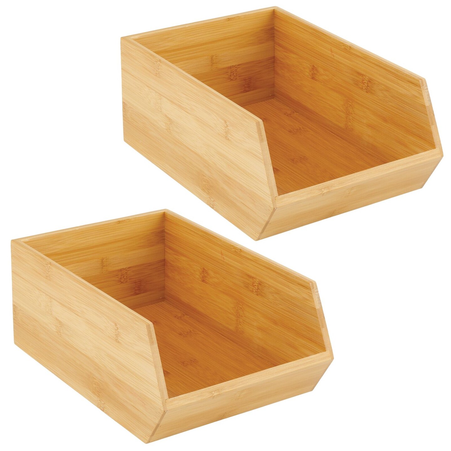 mDesign Bamboo Stackable Food Storage Organization Bin - Natural Wood