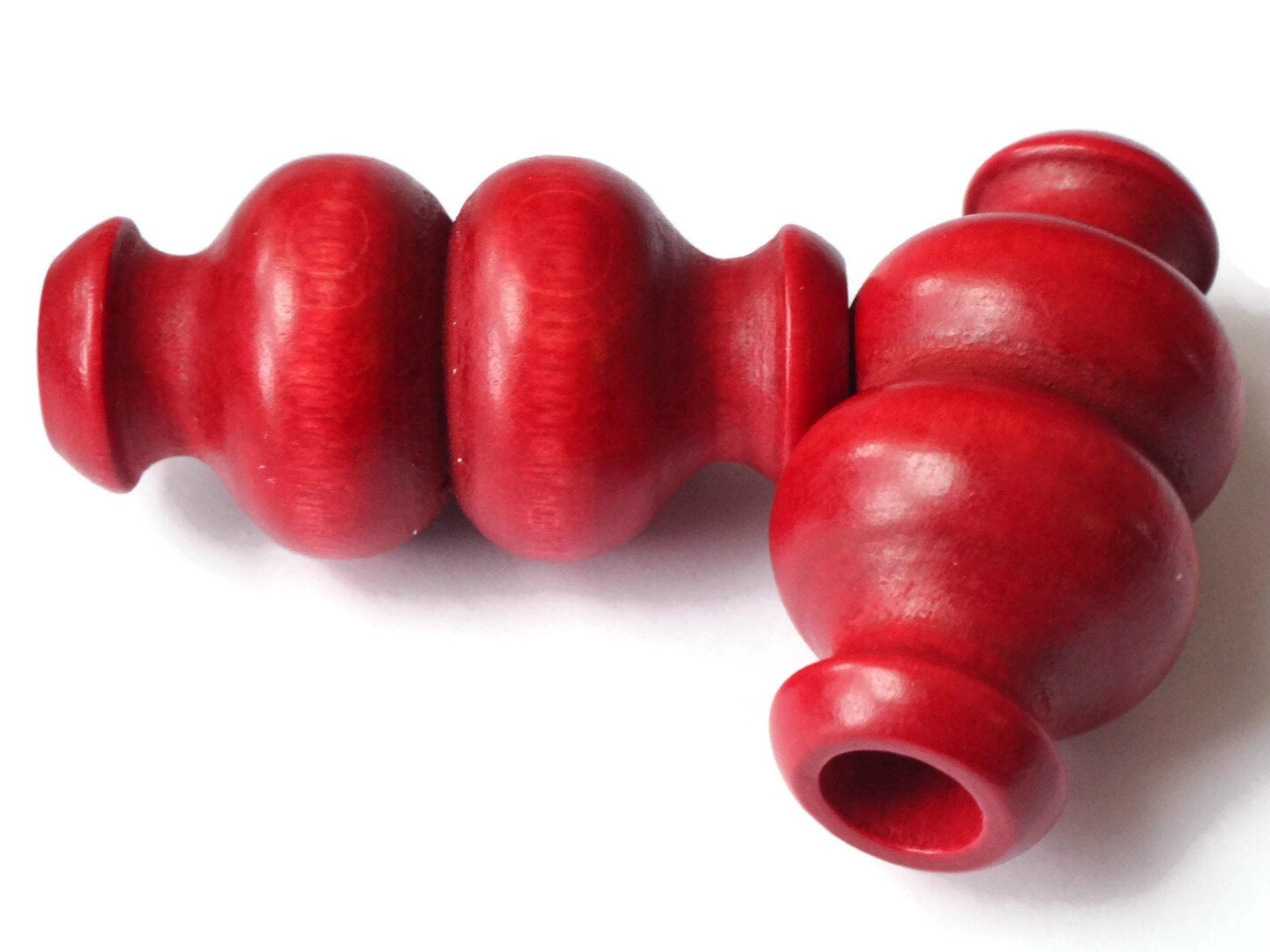 51mm Red Wood Decorative Tube Beads Vintage Wooden Macrame Beads