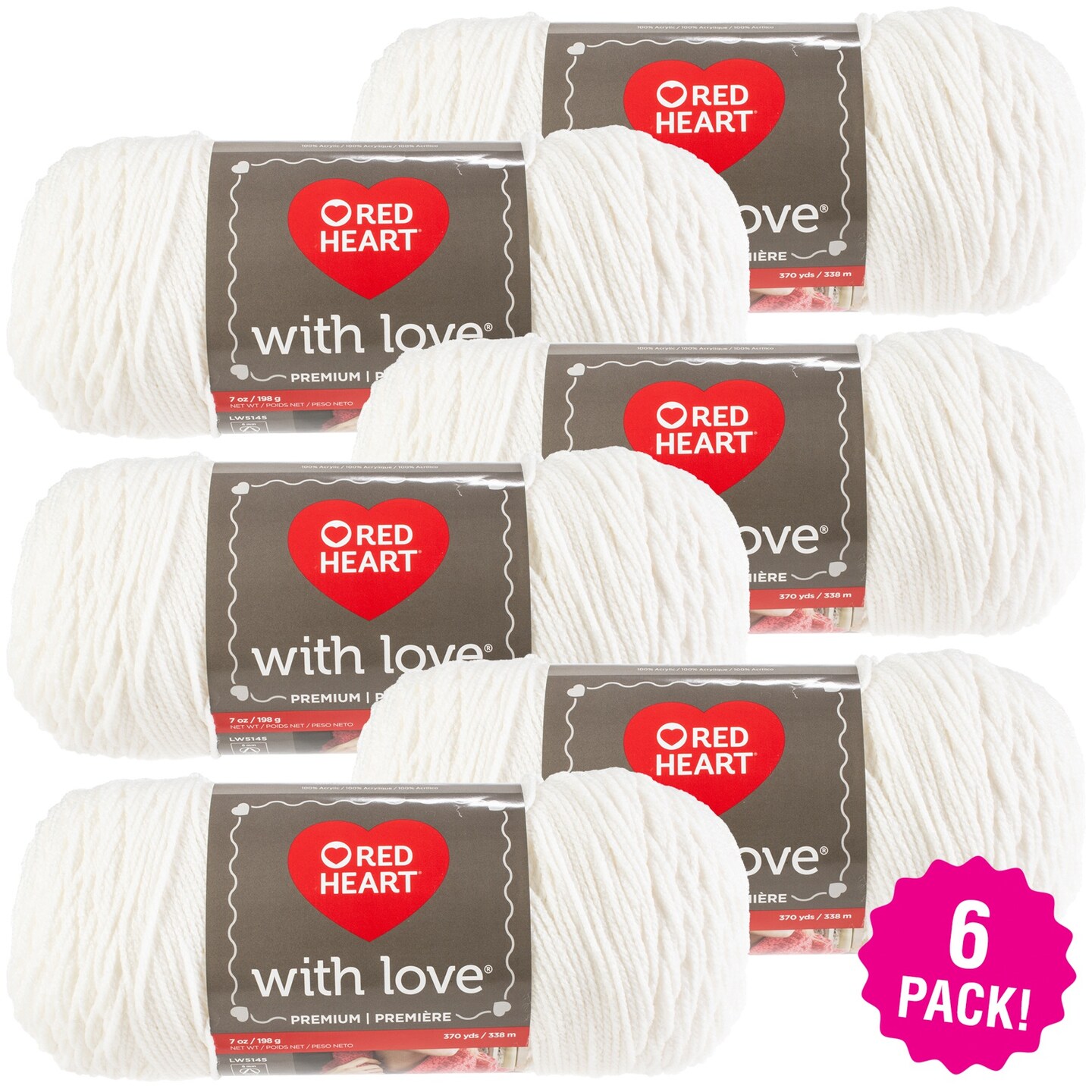 Multipack of 6 - Red Heart With Love Yarn-Eggshell