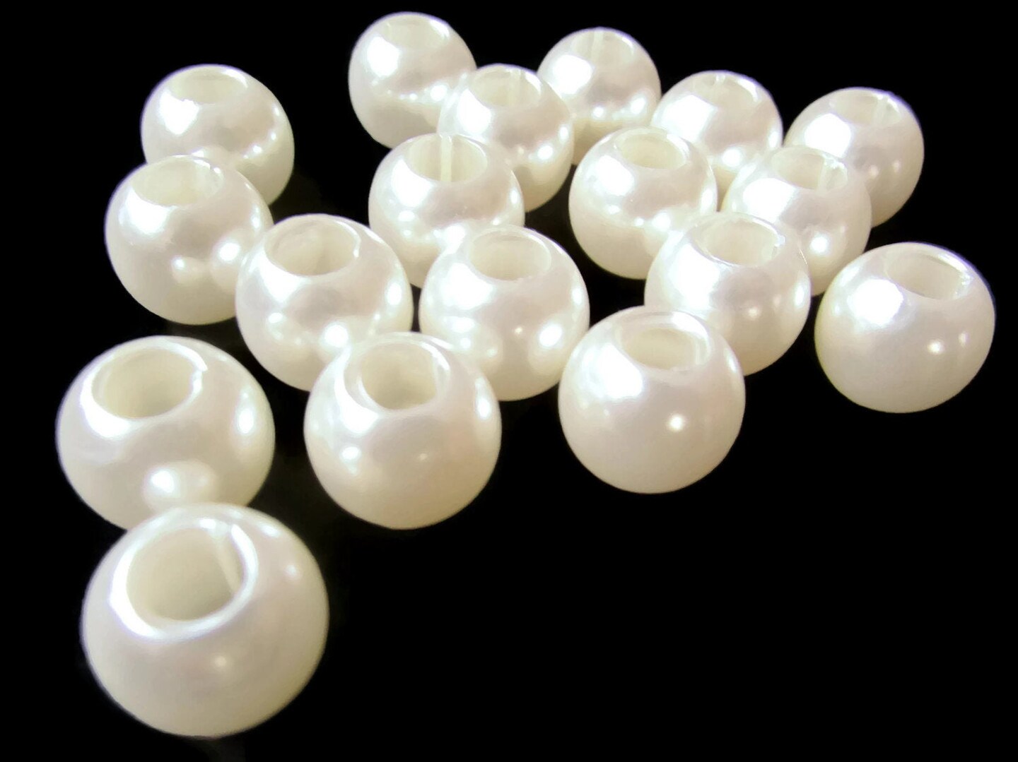 40 12mm Large Hole Pearls Round Ivory White Pearl Beads