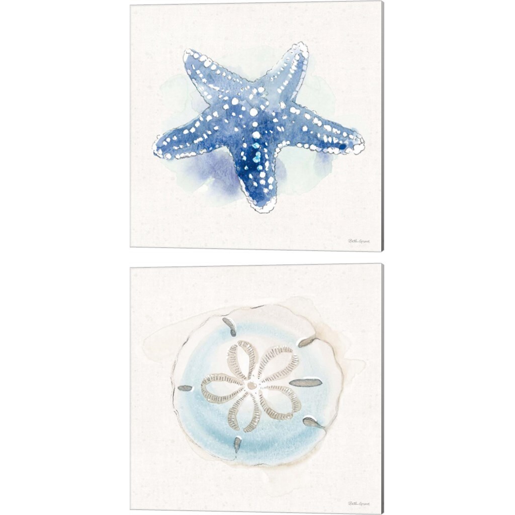 Seaside D by Beth Grove 14&#x22; x 14&#x22; Canvas Wall Art (Set of 2)